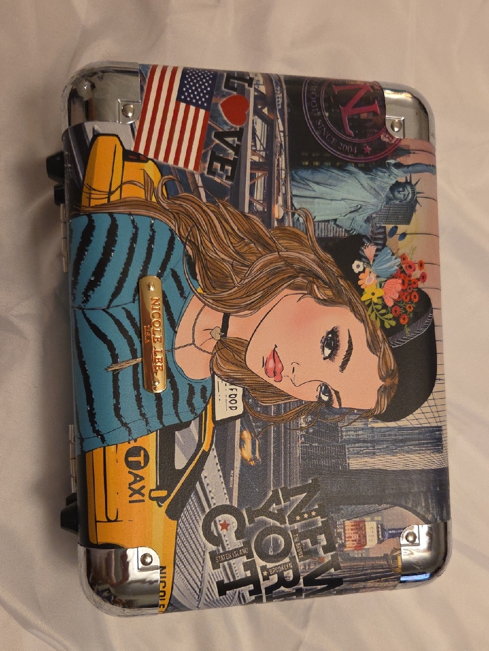 Nicole Lee Multicolor Illustrated City-Print Cosmetic Case - Blue Accent